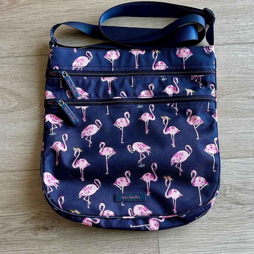 Vera Bradley SPOTLESS LIKE NEW Cross Body Bag Flamingo Pattern